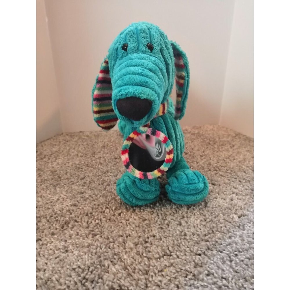 Jellycat London corduroy Dachshund blue Plush 17in Weiner Dog Bark Rattle mirror